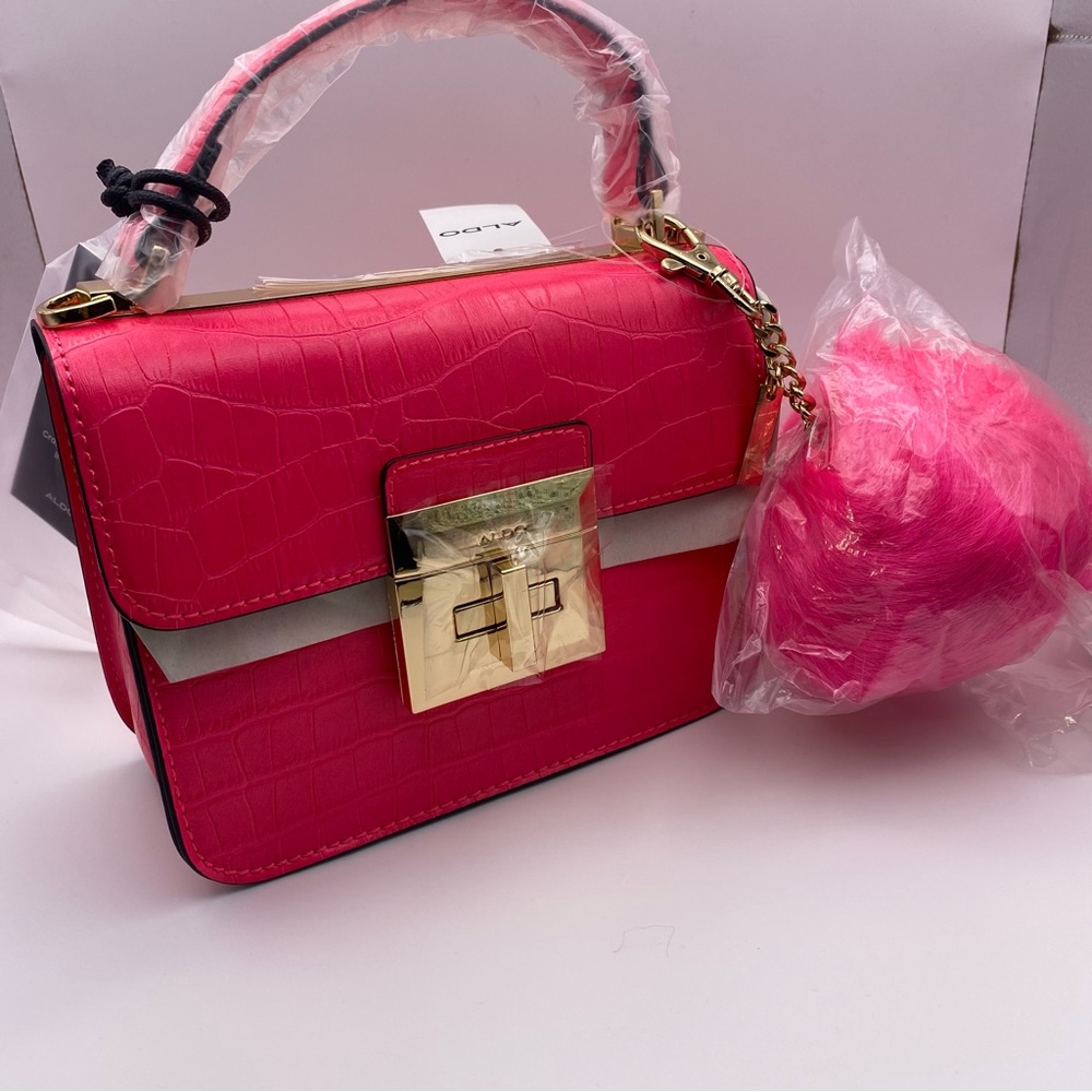 Aldo Chiadda  Bright Pink Women's Top Handle Handbag Shoulder Strap - Picture 4 of 13